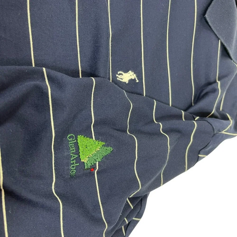 Ralph‎ Lauren Golf Polo Sz XL Mens Pima Cotton Stripe Long Sleeve Blue Shirt